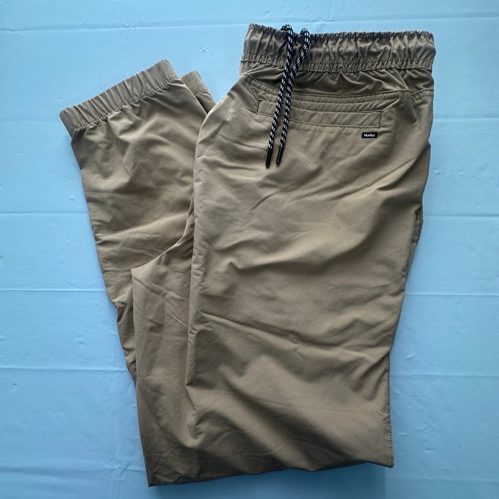 Hurley Mens XXL Tan Stretch Jogger Pants Elastic Waist Drawstring Khaki